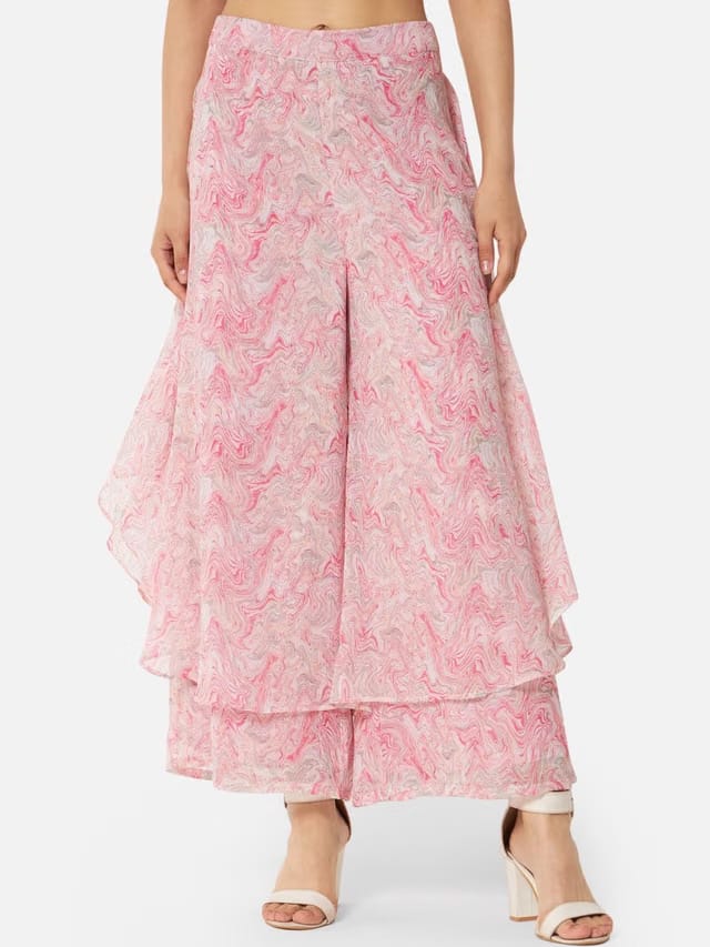Women Printed Flared Georgette Ethnic Palazzos