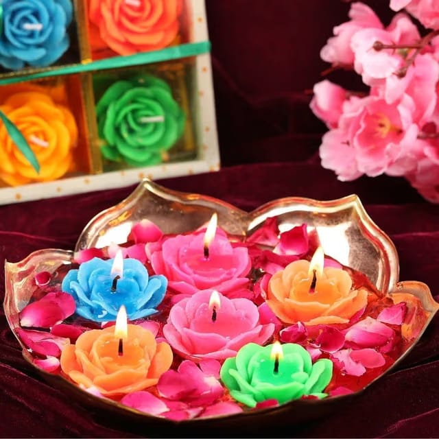 UPYOG Diwali Diya Decoration Floating Rose Flower Candles in Bulk