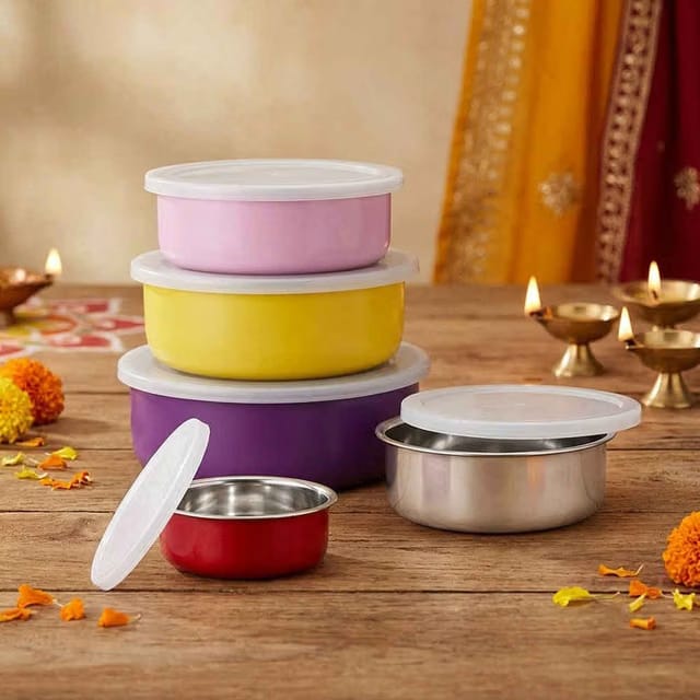 Ss 5 Pcs Rainbow Bowl Set Container
