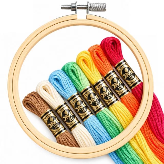 Qroof Embroidery Kit for Beginners, 10 Skeins Embroidery Thread & 1 Bamboo Embroidery Hoop