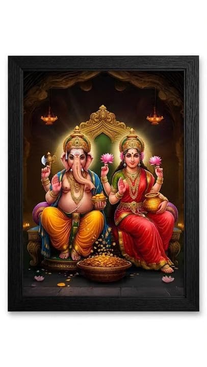 RudraShiva Lakshmi Ganesh Wall Photo Frame A4 Size