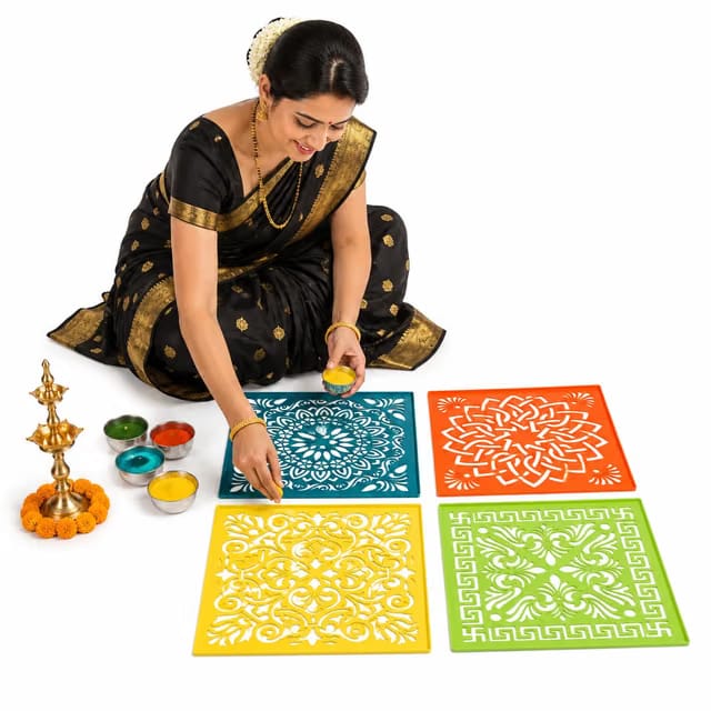 12 inch Rangoli Stencils - Big Size Rangoli Stencils for Floor Decoration