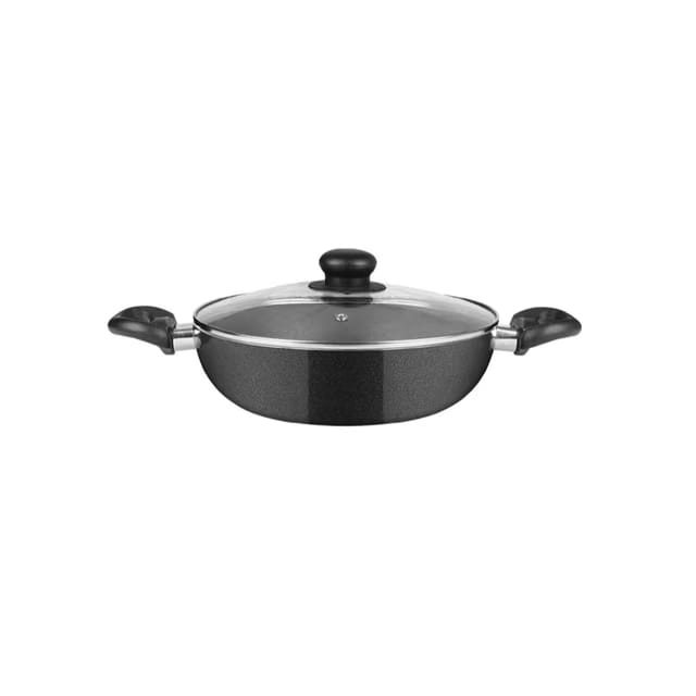 Quartz Non Stick Kadai with Glass Lid (24 cm) (Aluminium)