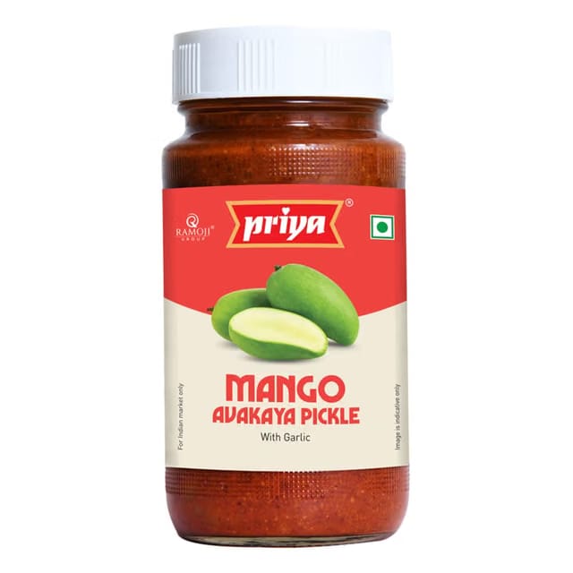 Priya Mango Avakaya Pickle with Garlic,300g I Authentic Telugu Style Avakai Aam Achar