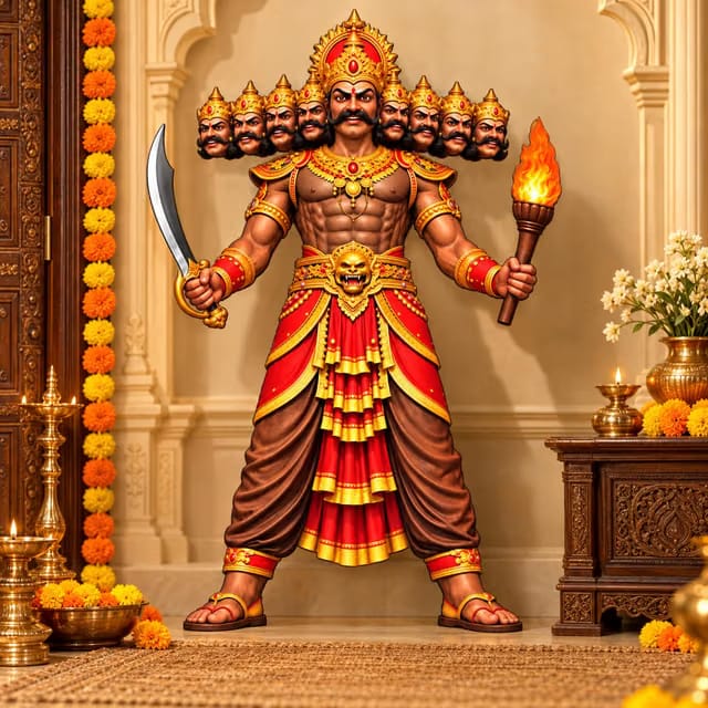 Dussehra Ravan Decorative Cutout Printed MDF Festive Wall Decor Home and Event Decoration Ravan Standee Display American