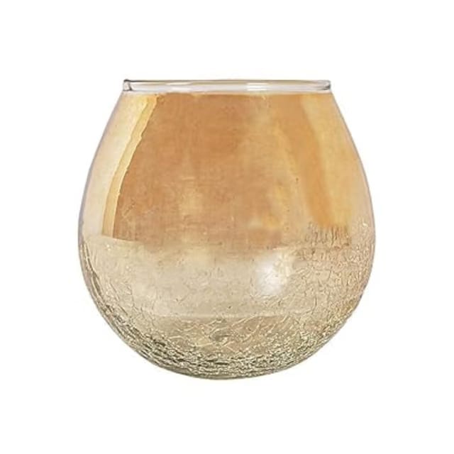 Gold Crackle Glass Tea Light Holder