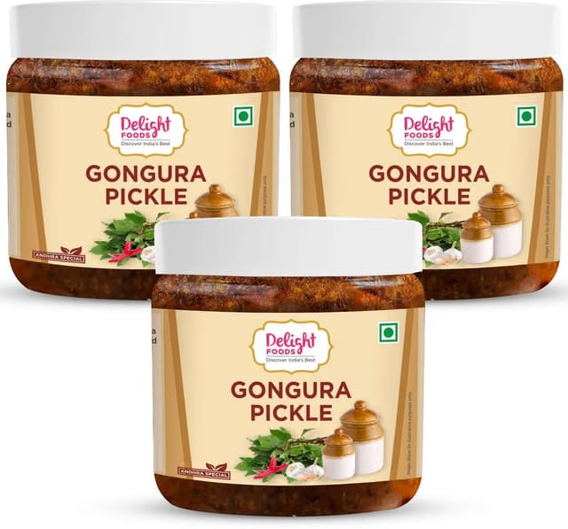 Delight Foods Andhra Gongura Pickle, Achaar, Uppinakai Gongura Pickle