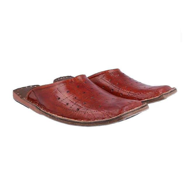 AR Men Rajasthani Ethnic Jutti Brown Leather Mojari Shoe 210