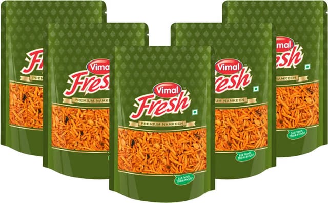 VIMAL Fresh Farali Chevdo Tikho - Spicy Indian Snack, 400gm x 5 - Crunchy Chivda