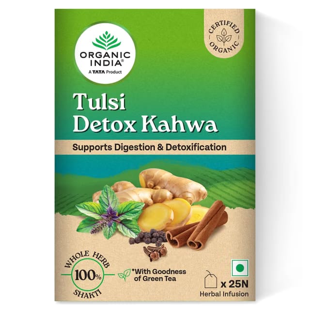 A TATA Product - Organic India Tulsi Detox Kahwa, 25 Infusion Bags