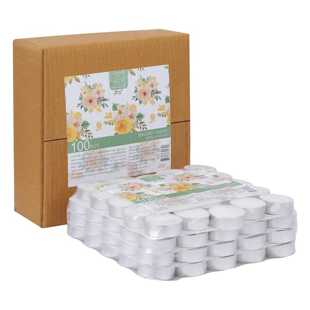 Welburn Veda&Co® Wax Unscented Tealight Candles Pack of 100 for Diwali Decoration