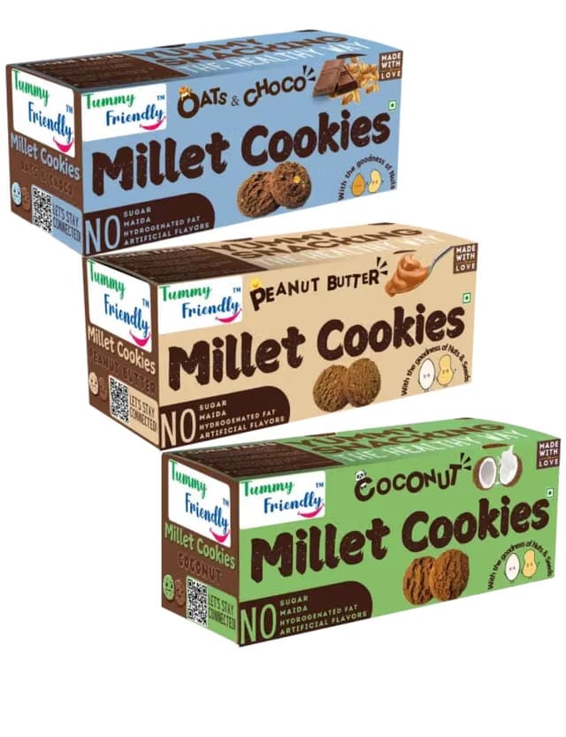 Tummy Friendly Oats Choco Millet Cookies for Kids Adults. Biscuits, Ragi