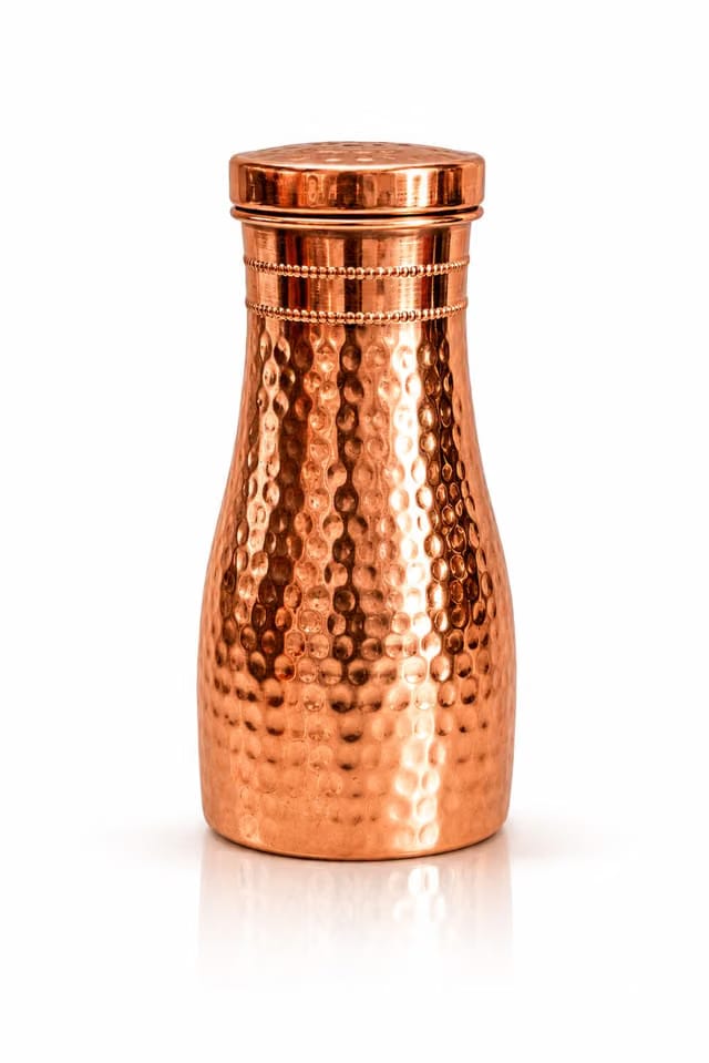 Pure Copper Water Carafe Set with Glass for Bedside Drinking 1 Litre