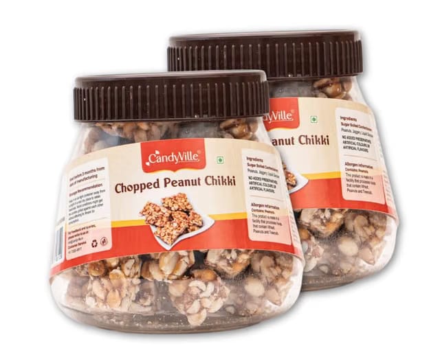 CandyVille Chopped Peanut Chikki |Chikki|Kadalai Mittai|Gazak|Traditional Sweets|Made With Jaggery|No Plastic Wrappers,