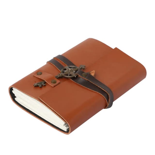 The Vintage Journal Premium Leather Diary With Metal Key Closure And 100% Recycled Handmade Paper