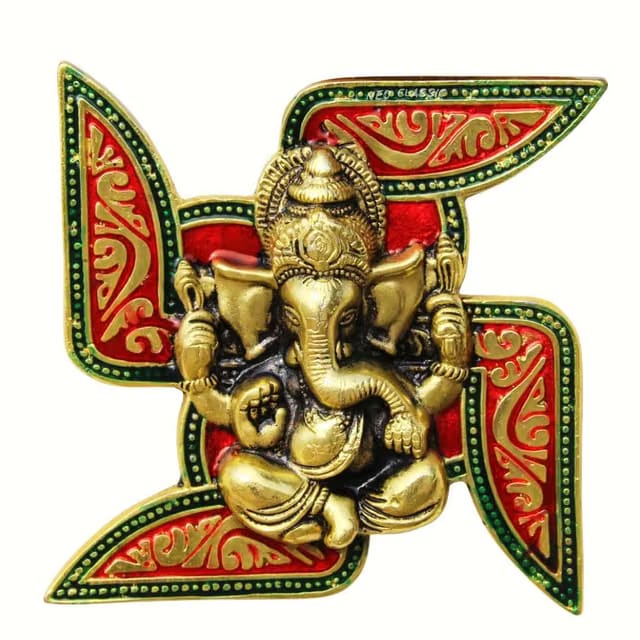 NEO CLASSIC Ganesh On Swastik Wall Hanging Home Office Door Temple Good