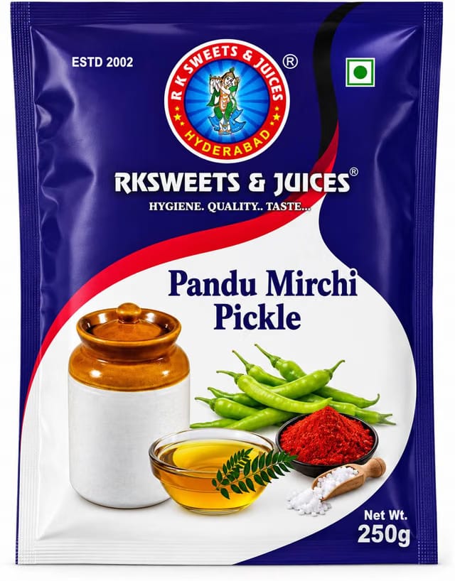 RK SWEETS & JUICES Pandu Mirchi Pickle 250g Red Chilli Pickle