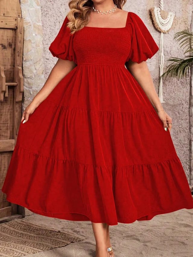 Women's Plus Size Smocked A-Line Dress