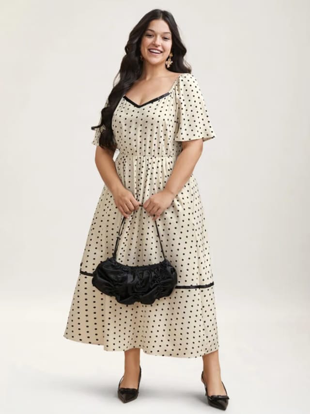 Women's Plus Size Contrast A-Line Dress