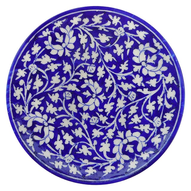 Jaipur Blue Pottery Decorative Wall Hanging Handmade Plate (15 cm x 15 cm x 3 cm, Blue) (Blue)
