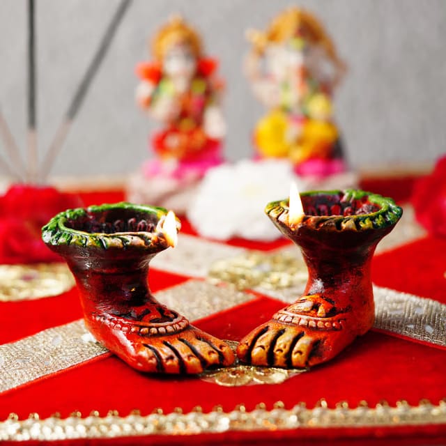 Lupaava Handmade Terracotta Clay Diya for Diwali Set of 2