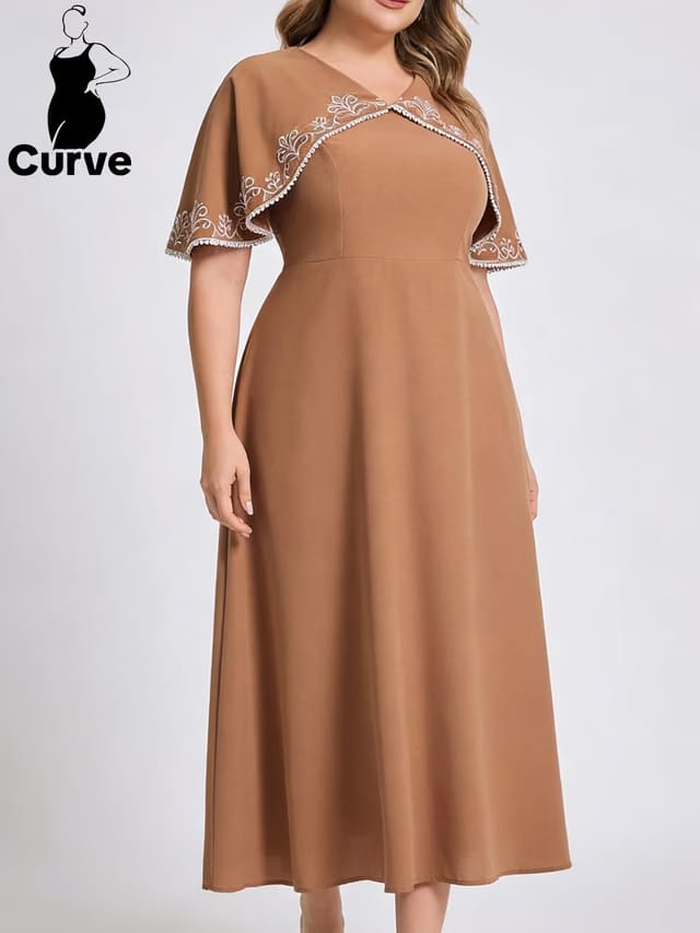 Women's Plus Size Embroidered A-Line Dress
