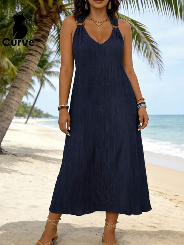 Women's Plus Size Backless A-Line Dress