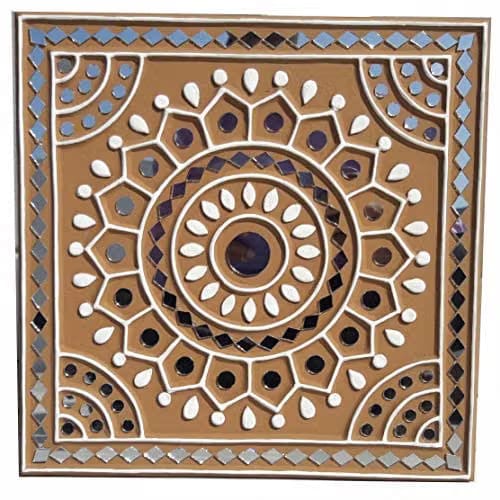Mud Mirror Art Wall Decor – Handmade Traditional Lippan Kaam