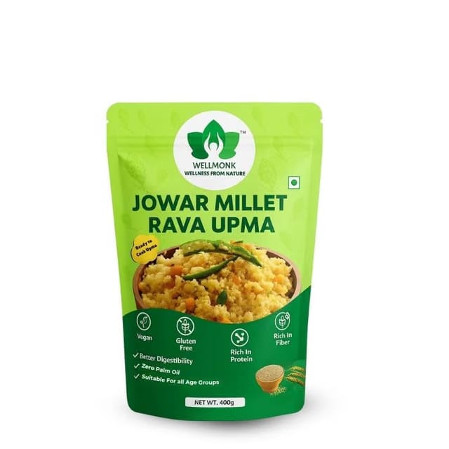 WellMonk Jowar Millet Rava Upma 400g – Wholesome Instant Breakfast Mix