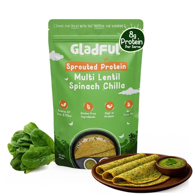 Gladful Sprouted Protein Spinach Instant Chilla Mix