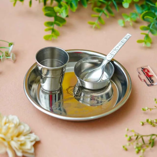 Metal Handcrafted Bhog Thali for Pooja