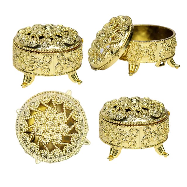Kabello Empty Box for Dry Fruits Sweets and Jewellery Set of 4 (Golden)