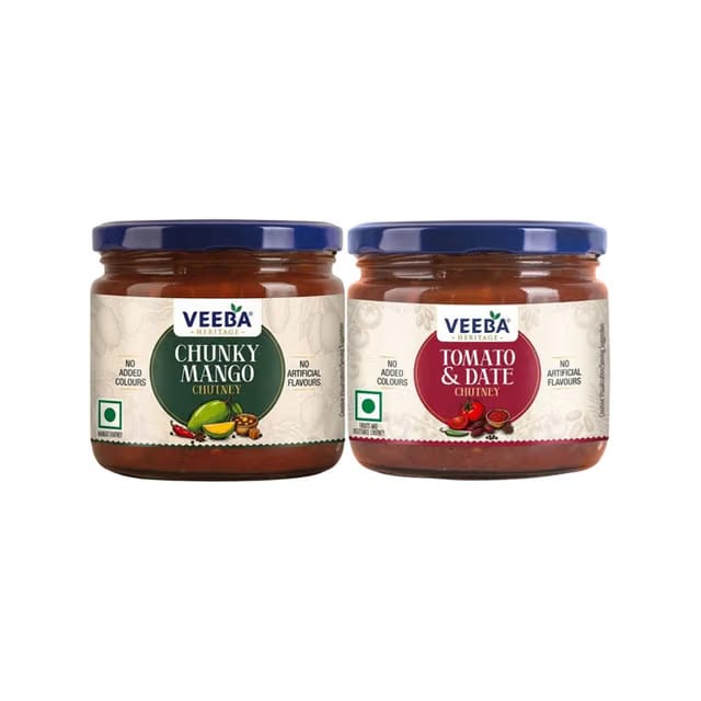 Veeba Heritage Chunky Mango Chutney + Heritage Tomato & Date Chutney Combo