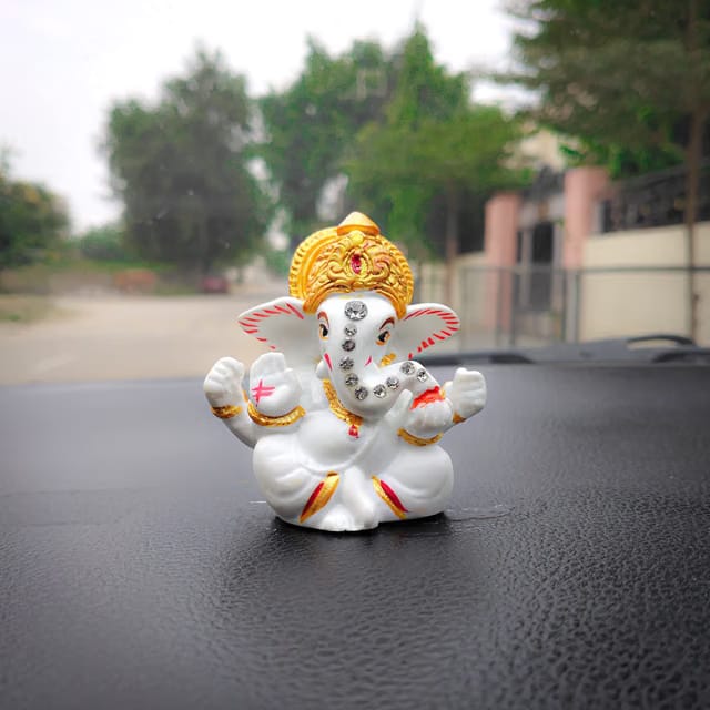 Jaipur ACE Resin Ganesha Statue for Home Temple Decoration I Ganesh Idol for Car Dashboard I Ganesha Statue I Ganesh Ji