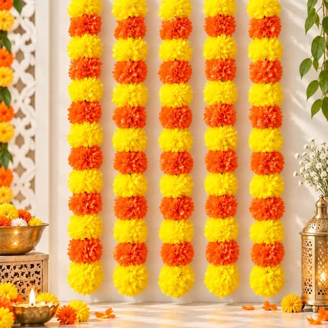 DIVAYANSHI Artificial Marigold Flower Garland for Diwali Decoration