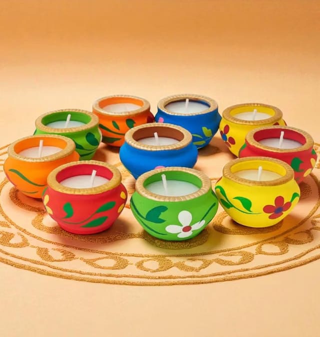 DIVYANTRA Handmade Wax Filled Matki Diyas