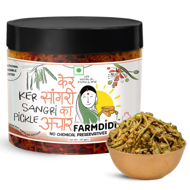FarmDidi Ker Sangri Pickle 325g In Fresh Rajasthani Homemade Achar Mustard Oil Pickles Tangy & Spicy No Chemical