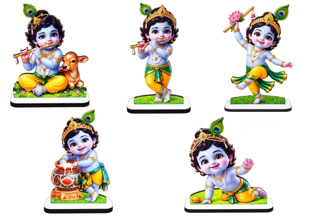Set of 5 Bal Krishnar Standees