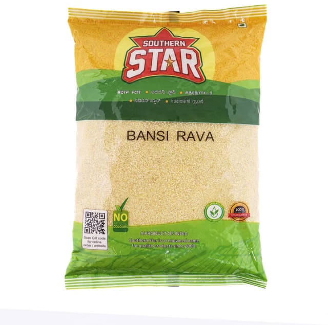 Southern Star Organic Bansi Rava/Sooji, Suji, Durum Wheat Semolina, South India Export Quality