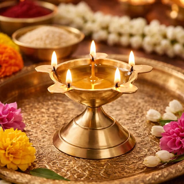 Traditional Brass Diya for Puja|Pooja Aarti