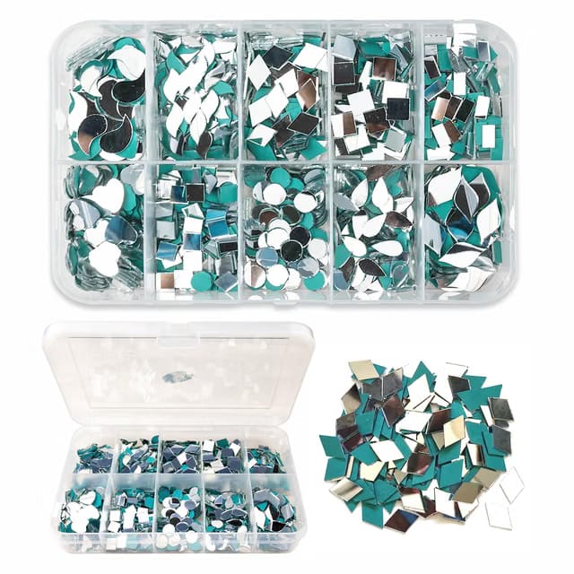 Twinster Mirrors for Craft Work (10 Different Shapes, 1600 Total Pieces) Lippan Art Craft Materials Kit Decorative