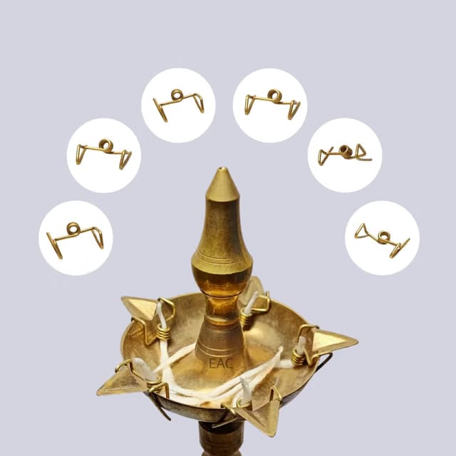 NEAC Pure Brass Samai Kadi, Wick Holder for Samayi Lamps & Vilakku, Thiri Stand for Kerala Diya