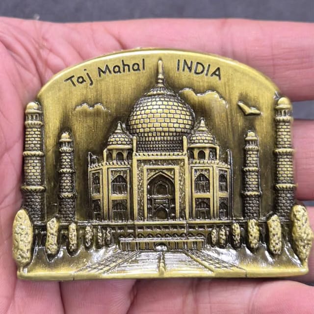 DT DECTONE Regular Metal Fridge Magnet, Taj Mahal India 3D Metal Magnet for Fridge, Study Table, Office Desk