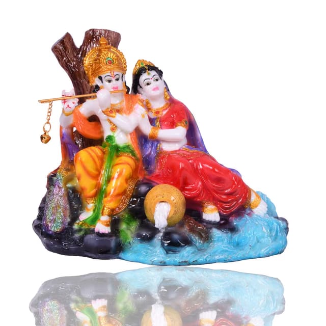 New Jaipur Arts Stone Radha Krishna Idol, Standard, Multicolour