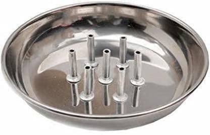 Stainless_Steel TRISHVAR Stainless Steel Round Shaped Incense/Agarbatti/Stick/Dhoop Holder,Stand,Agardaan With Ash