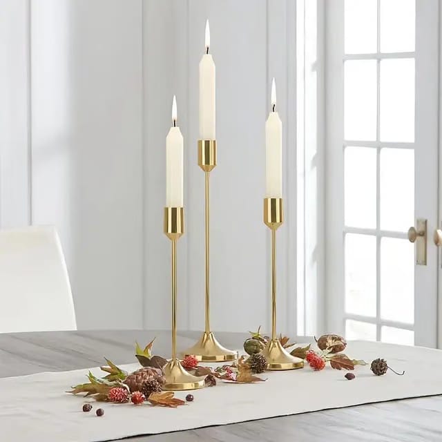 Vintage Brass Gold Candlestick Holder Set of 3