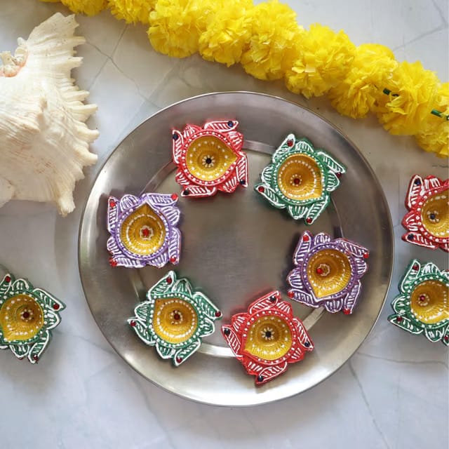 Indian Karigar Diwali Decoration Items for Home Decor 6 Diya for Diwali Diyas for Diwali Festival Terracotta Decorative