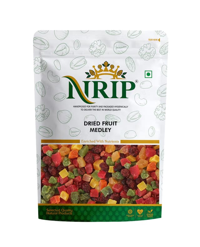 NRIP Premium Dried Tropical Fruits Medley Mix 200 Gm (kiwi, mango, pineapple, strawberry, papaya, Black Raisin