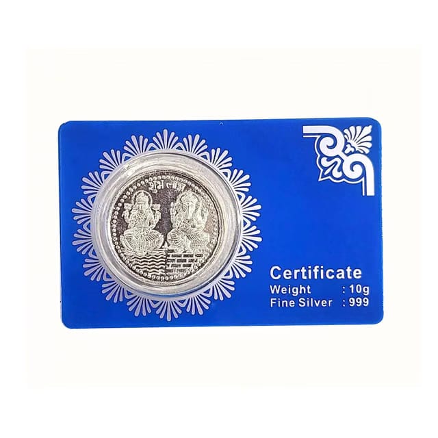 Laxmi Ganesh 10 gram pure silver plated coin for dhanteras/diwali gift/family and friends/employees/corporate/wedding