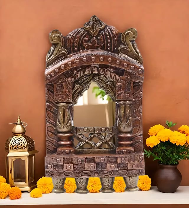Abstract Wood Wall Hanging Jharokha (Multicolor), 10 inch